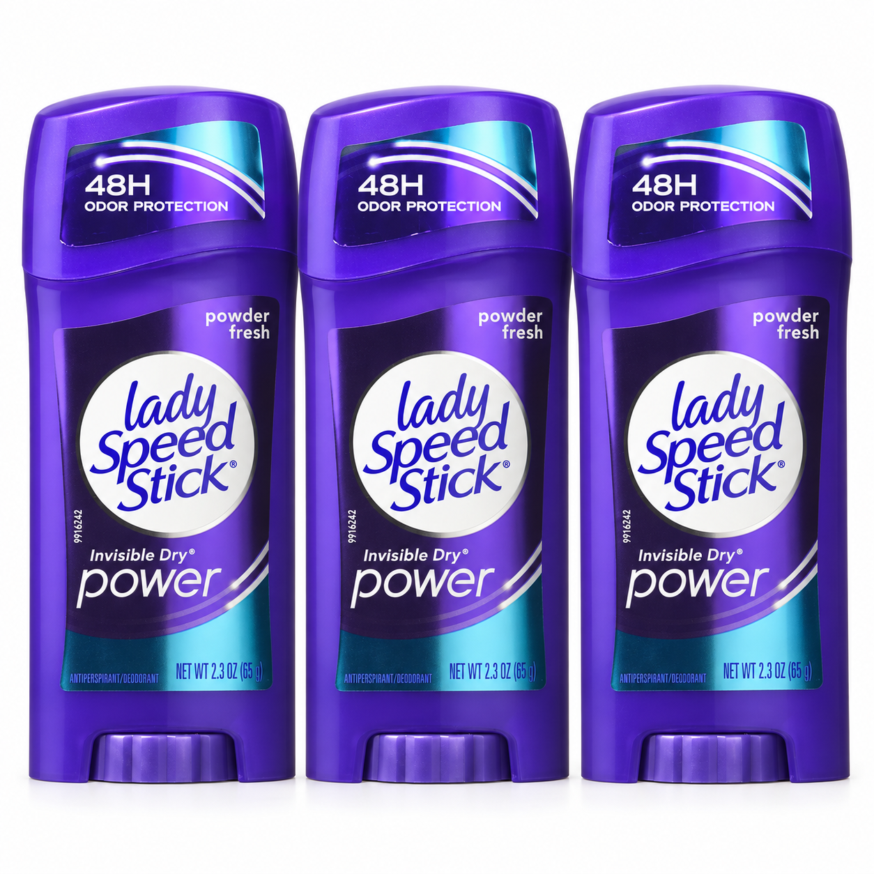 Lady Speed Stick Deodorant 2.3 oz Powder Fresh Invisi Dry (68 mL) (Pack of 3) Lady Speed Stick